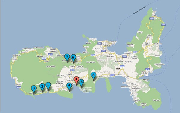 Elba beaches map